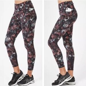 Sweaty Betty Leggings Pixelated Floral Print Full Length Power Leggings Small